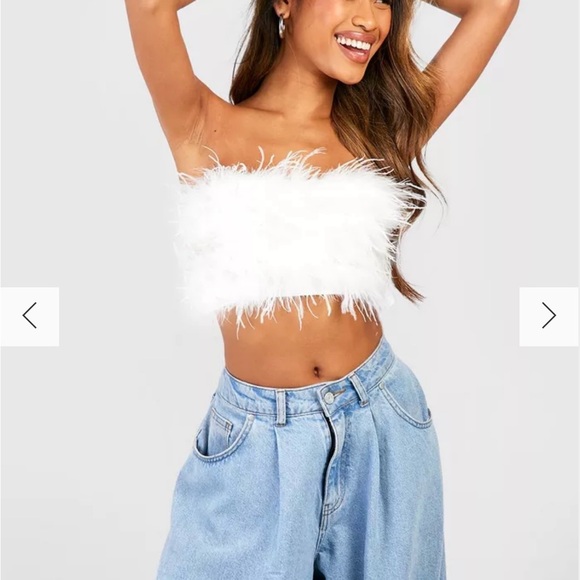 Boohoo Feather Bandeau Crop Top size 12 Large - Picture 9 of 15